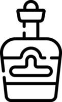 A black and white line drawing of a perfume bottle vector