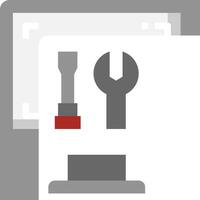 A computer with a wrench and a screwdriver vector