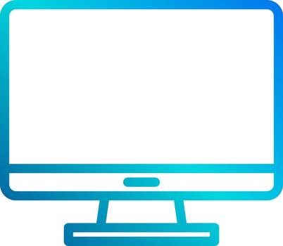 A computer monitor with a blue background vector