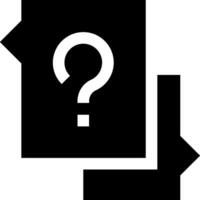 A black and white icon with a question mark vector