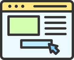 A web page with a mouse pointing at it vector