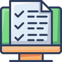 A computer screen with a checklist and check mark vector