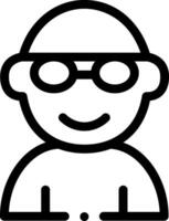 A black and white icon of a man wearing glasses vector