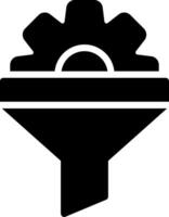 A black and white icon of a gear vector