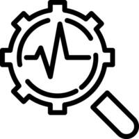 Magnifying icon with heartbeat on it vector
