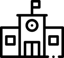 A black and white image of a building with a clock vector