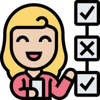 A cartoon woman holding a clipboard with check marks vector