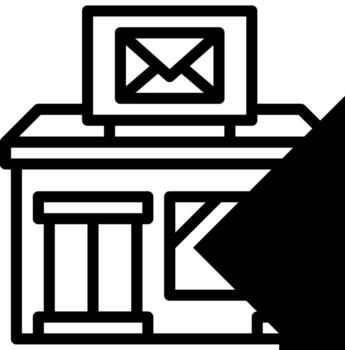 A black and white image of a mailbox with an envelope vector