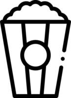 A black and white icon of popcorn vector
