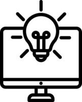 A computer monitor with a light bulb on it vector