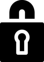 A black and white icon of a padlock vector