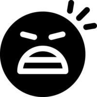 An angry face icon with a black background vector