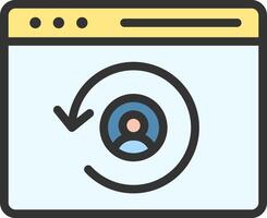 A web page with a person in the middle and a circle around it vector