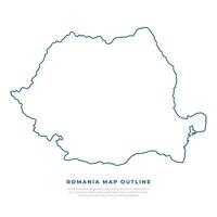 Romania map outline on clean white background. Blue thin line contour of Romania map vector