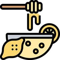 A bowl with honey and lemon slices vector