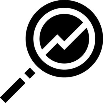 A magnifying glass icon with a graph vector