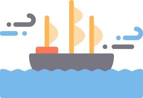 A ship with sails and a sailboat in the water vector