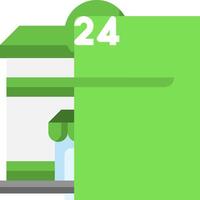 A green building with the number 24 on it vector