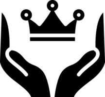 A black and white image of a hand holding a crown vector