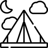A tent with a moon and clouds in the sky vector