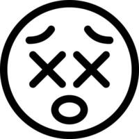 A black and white icon of a sad face vector