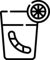 A black and white illustration of a drink with a slice of lemon vector