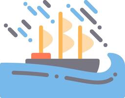 A ship in the ocean with rain falling vector