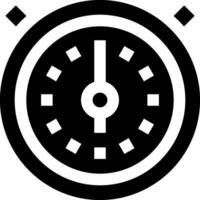 A black and white icon of a clock vector