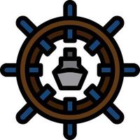 A ship wheel with a blue and brown color vector