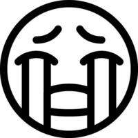 A black and white emoticion with a tear vector