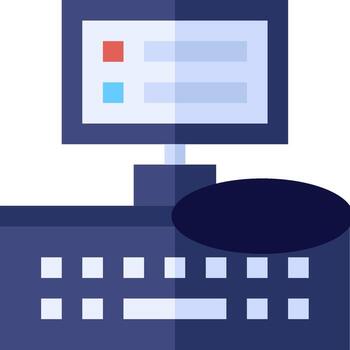 A computer monitor with a keyboard and mouse vector