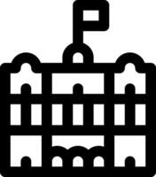 A black and white icon of a building vector