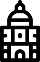 A black and white icon of a building vector