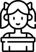 A girl with a bow on her head is sitting in a chair vector