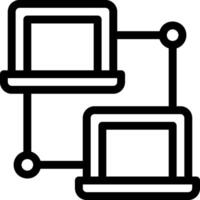 A black and white icon of two laptops vector