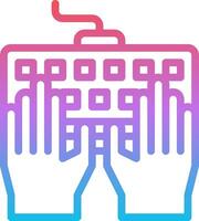 A hand holding a keyboard and mouse vector