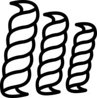 Three spiral pasta shapes on a white background vector