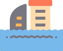 A flat icon of a building in the water vector