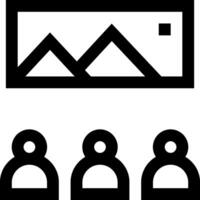 A group of people are sitting in front of a mountain vector