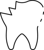 A tooth with a broken tooth in the middle vector