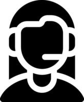 A black and white icon of a person with a headset vector