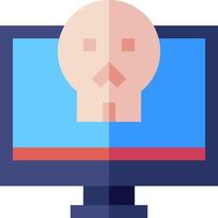 A computer screen with a skull on it vector