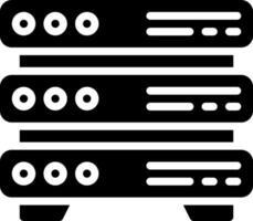 A black and white image of three servers stacked on top of each other vector