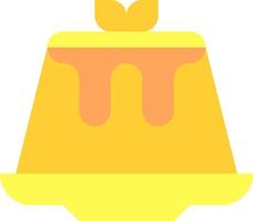 A yellow pudding with a slice of lemon on top vector