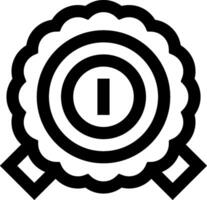 A black and white icon of a badge vector