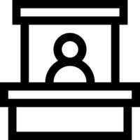 A black and white icon of a person in a booth vector