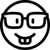 A black and white smiley face with glasses vector