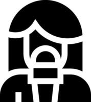 A black and white icon of a person with a microphone vector