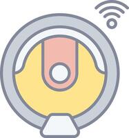 A wifi icon with a yellow and pink circle vector