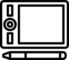 A black and white image of a tablet and pen vector